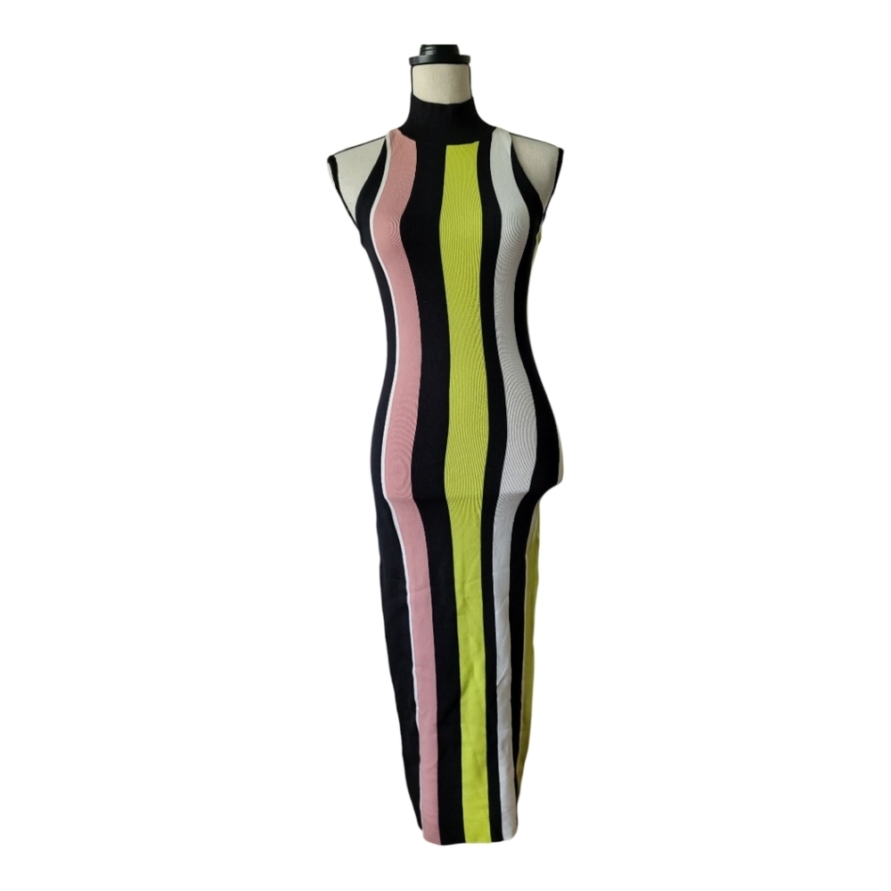 💕Bar III Womens Pop Stripe Mock Neck Sleeveless Sweater Dress SizeXXS NWT